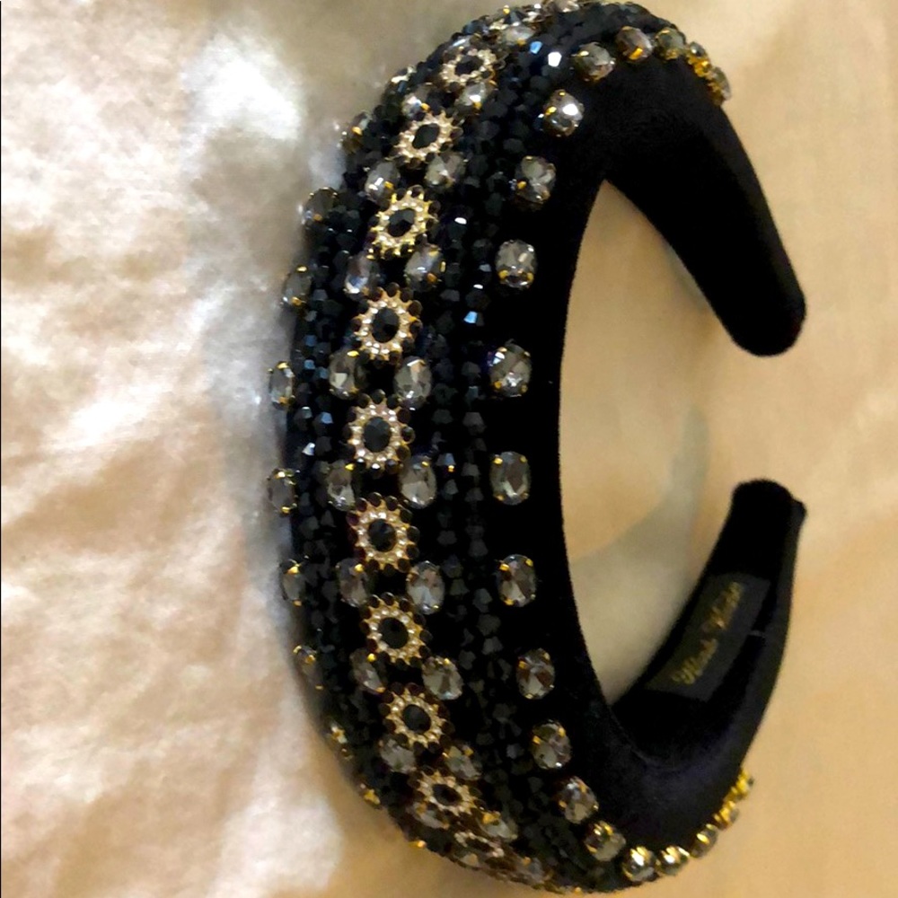 Velvet jewel and rhinestone head band